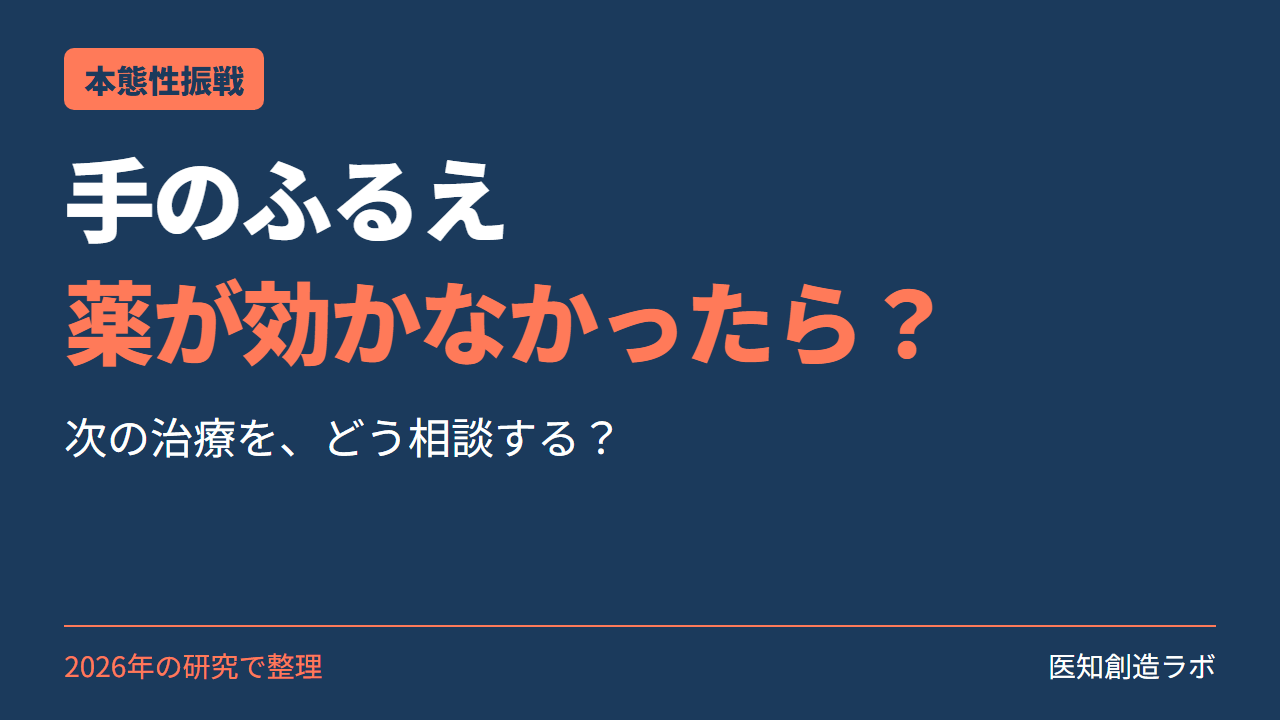 本態性振戦で薬が十分に効かないとき、診察前に整理する内容を示した図解
