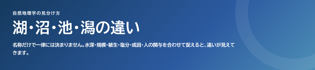 湖・沼・池・潟の違い｜6つの視点で比較 サムネイル