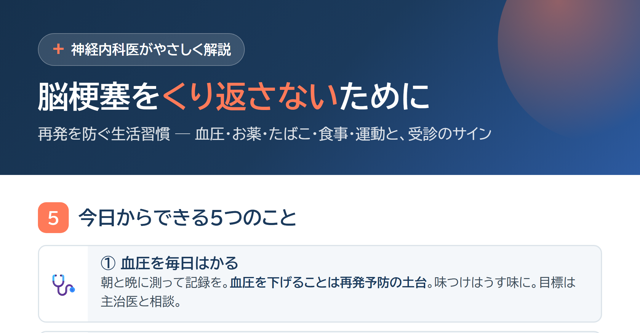脳梗塞をくり返さないために｜再発を防ぐ生活習慣 サムネイル